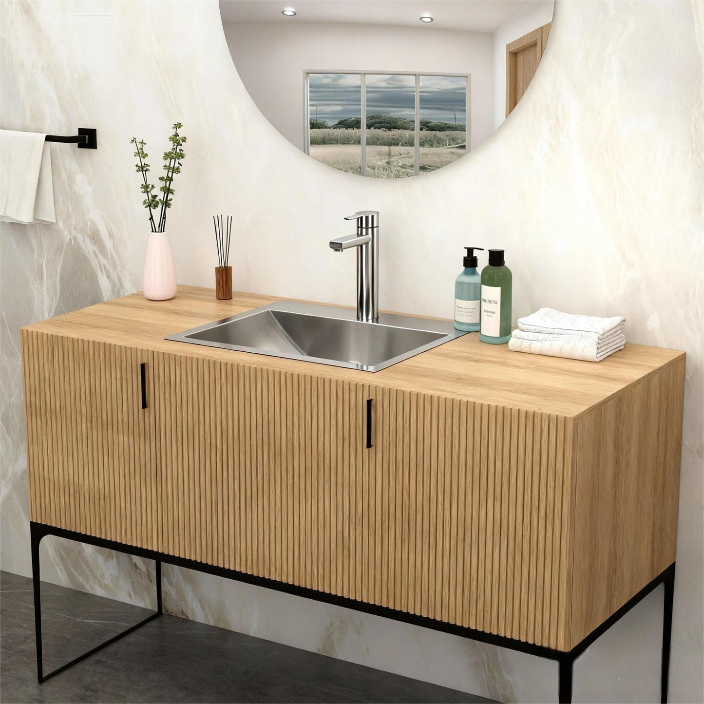 21 X 17" Drop In Bathroom Sink With Pop Up Drain, Stainless Steel Su304, Durable & Rust Resistant, Easy Installation - Brushed Nickel