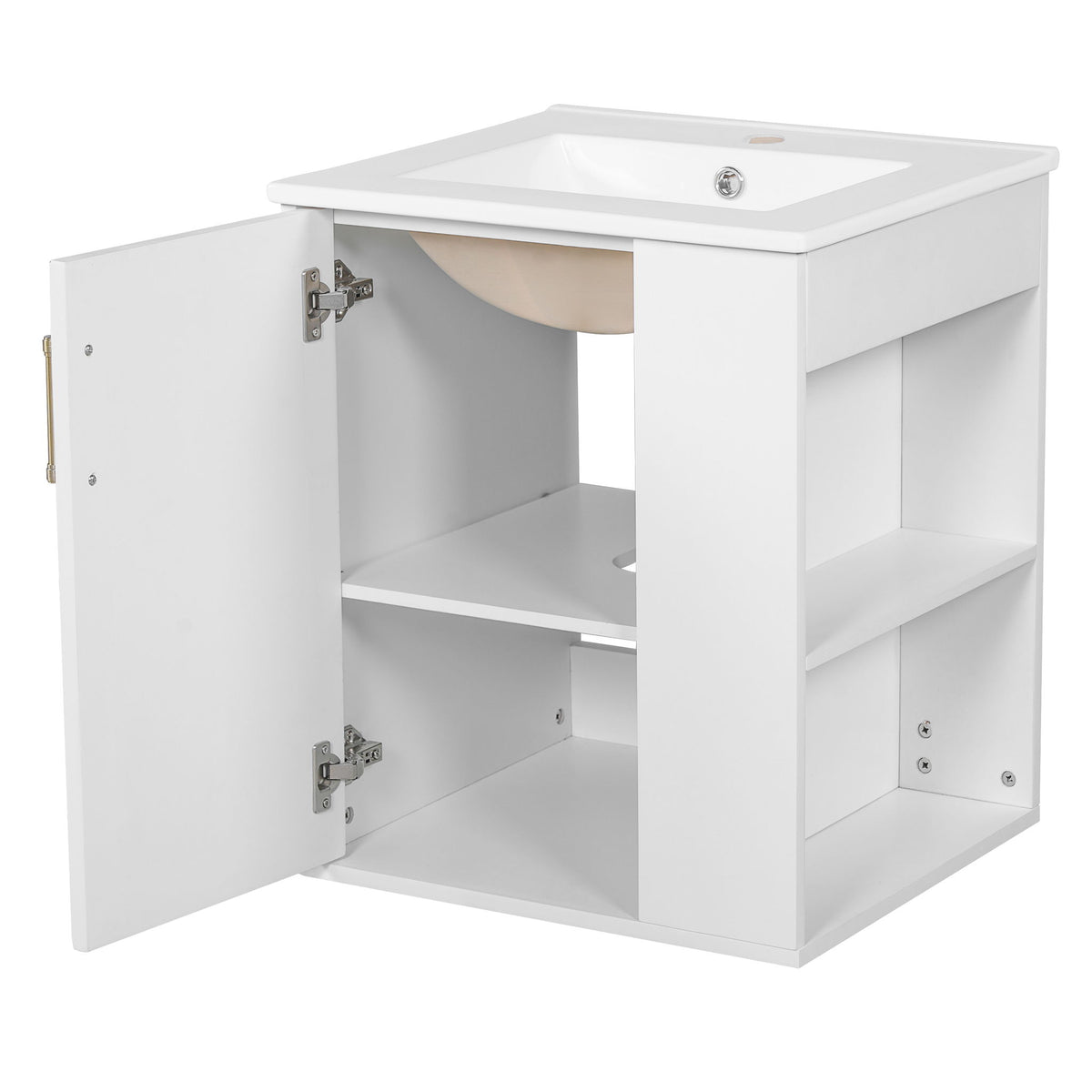 Wall Mounted Bathroom Cabinet With Side Shelf Combo, Vanity With Sink - White
