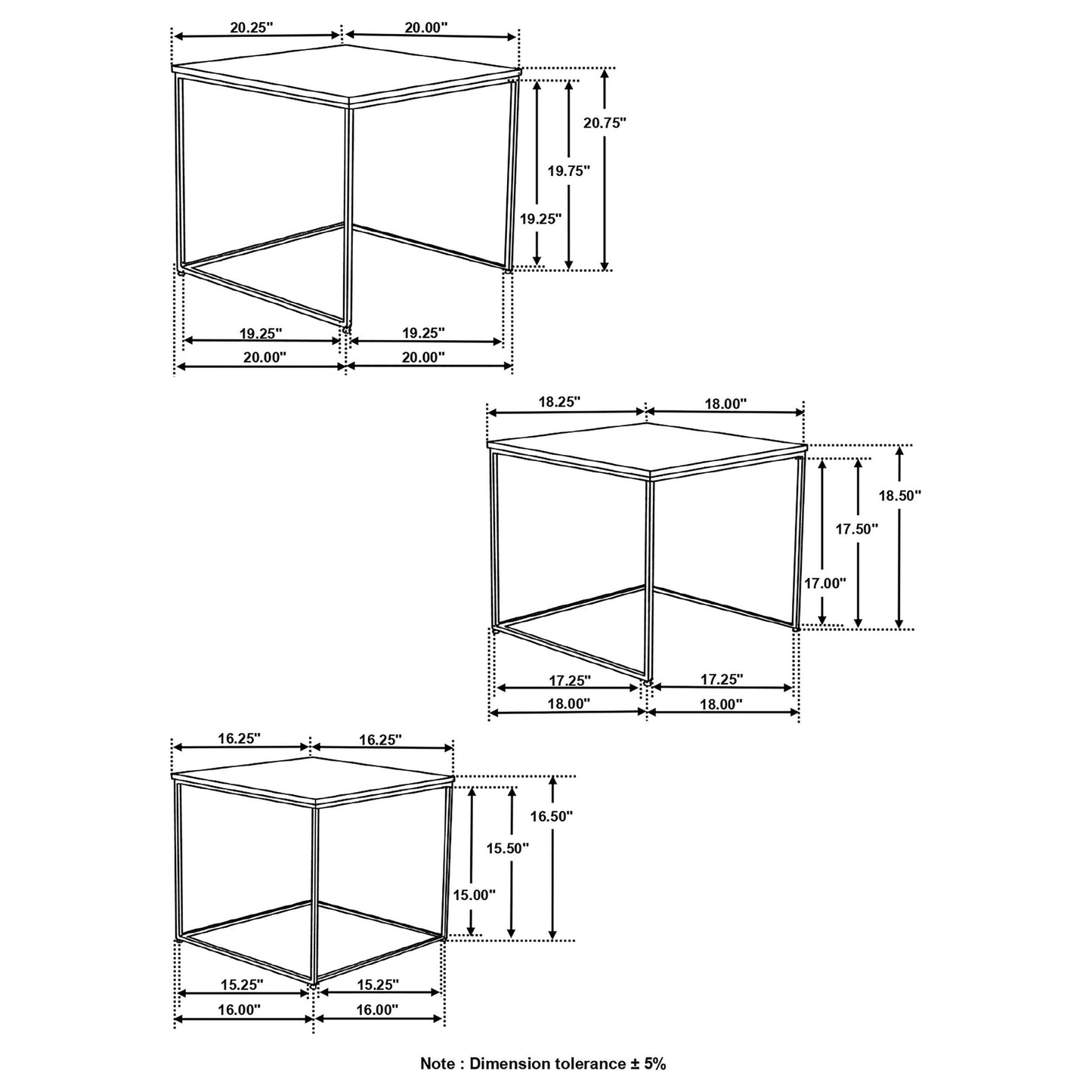 3 Piece Nesting Design Table Set - Brown