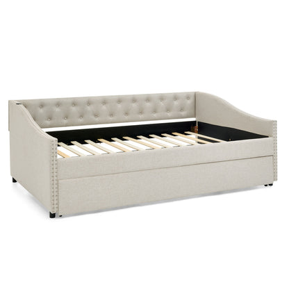 Upholstered Daybed With USB Charging & Pull Out Bed
