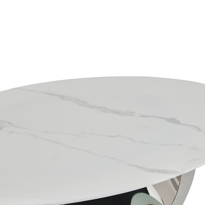 Oval Coffee Table With Geometric Precision
