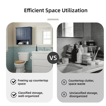 Multi Functional Wall Mounted Cabinet With Adjustable Shelves For Bathroom