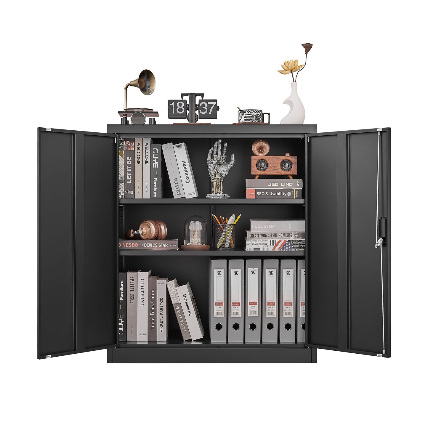 Metal Storage Cabinet With Locking Doors And Adjustable Shelf, Folding Filing Storage Cabinet, Folding Storage Locker Cabinet For Home Office, School, Garage