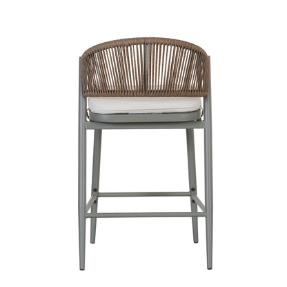 Outdoor 26" Counter Height Metal Frame Counter Stools With Scallop Shaped Backrest & Water Resistant Cushions