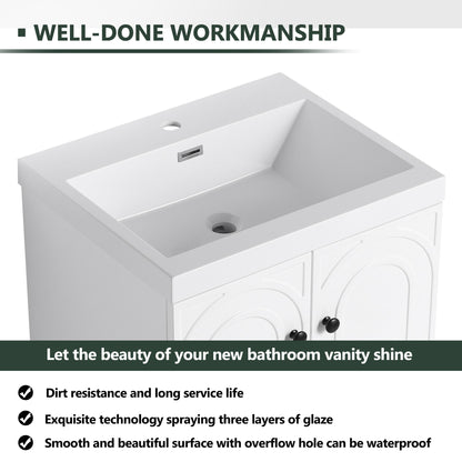 Contemporary Freestanding Bathroom Vanity With Resin Sink & Soft-Close Cabinet Doors