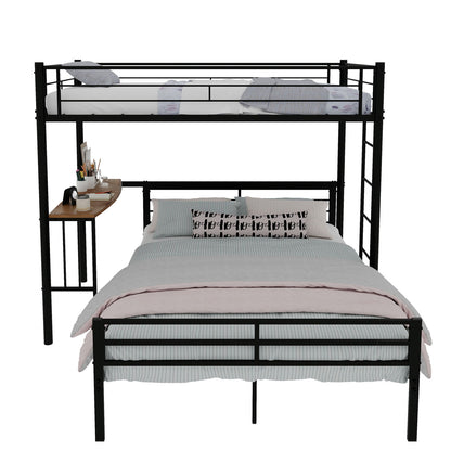 Bunk Bed With Built In Desk & Guardrail Frame