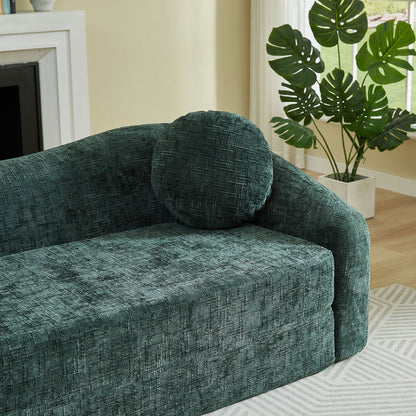 Curved Convertible Sofa, 2 In 1 Frameless Folding Sofa Bed With Pull Out Base And Deep Seat