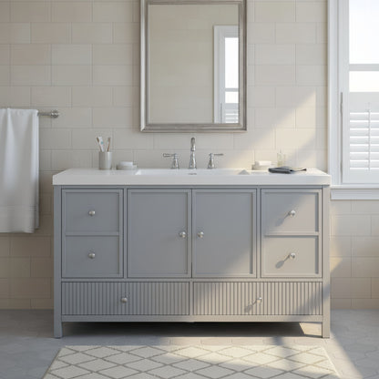 Bathroom Vanity With Separate Sink, Soft Close Doors And 4 Drawers