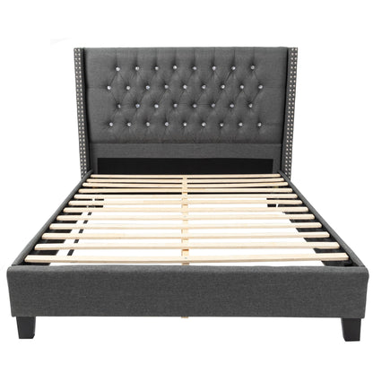 Contemporary Style Bed With Diamond Tufted Headboard