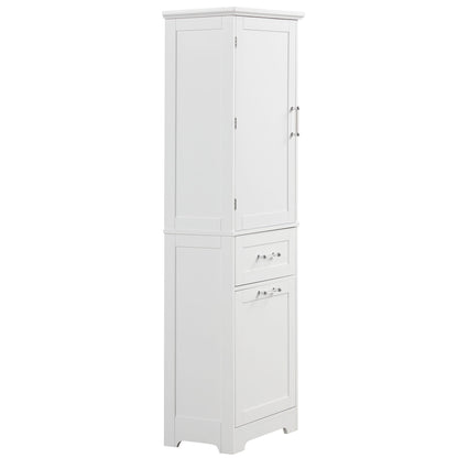 Tall Freestanding Bathroom Storage Cabinet With Adjustable Shelf And 2 Drawers