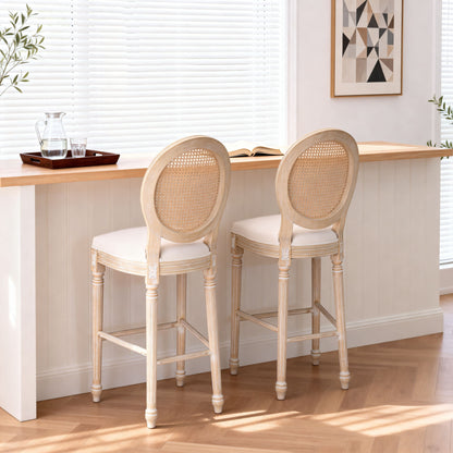 French Country Bar Chairs With Round Back (Set of 2)