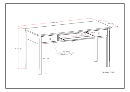 Avalon - Large Desk - Tobacco Brown