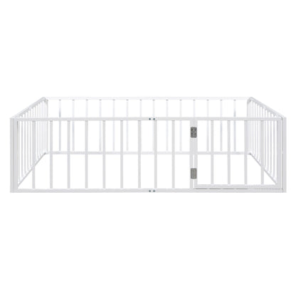 Metal Floor Bed Frame With Fence And Door