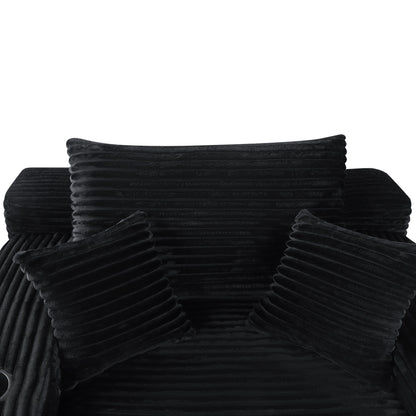 Convertible Chaise Lounge Chair & Wide Armrest & Throw Pillows - Black