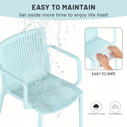4 Piece Stackable Single Chairs With Vertical Stripe Design For All Weather