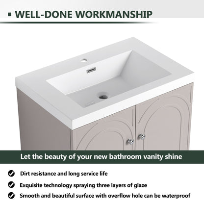 Contemporary Freestanding Bathroom Vanity With Resin Sink & Soft-Close Cabinet Doors