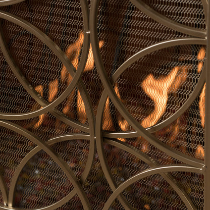 Thayer - Single Panel Iron Fireplace Screen With Geometric Design