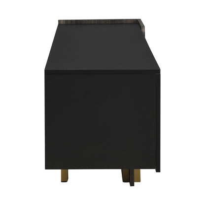 TV Stand With 1 Drawer, 2 Cabinets And Adjustable Shelves