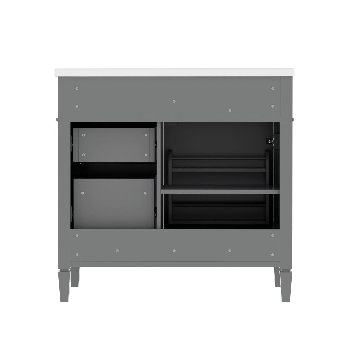 Bathroom Vanity With Top Sink, 2 Drawers, Tip Out Drawer