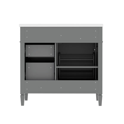 Bathroom Vanity With Top Sink, 2 Drawers, Tip Out Drawer
