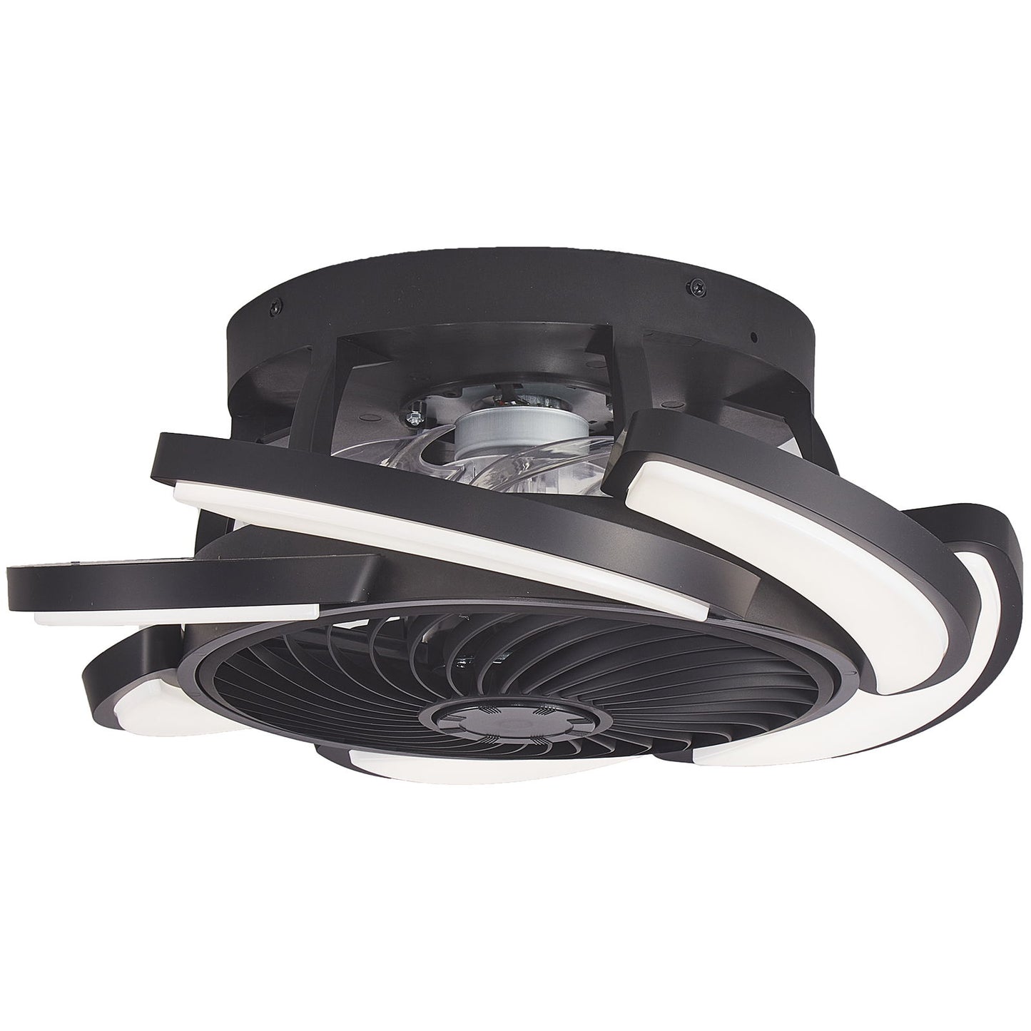 Bladeless Ceiling Fan With Remote Control, 6 Speeds Dimmable Light, Enclosed Low Profile For Living Room - Black