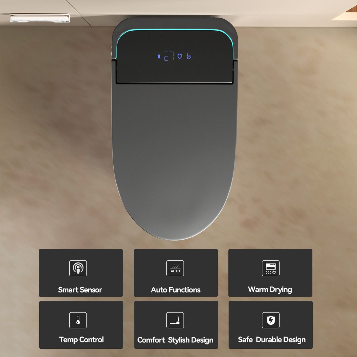 Smart Bidet Toilet With Auto Open / Close Seat