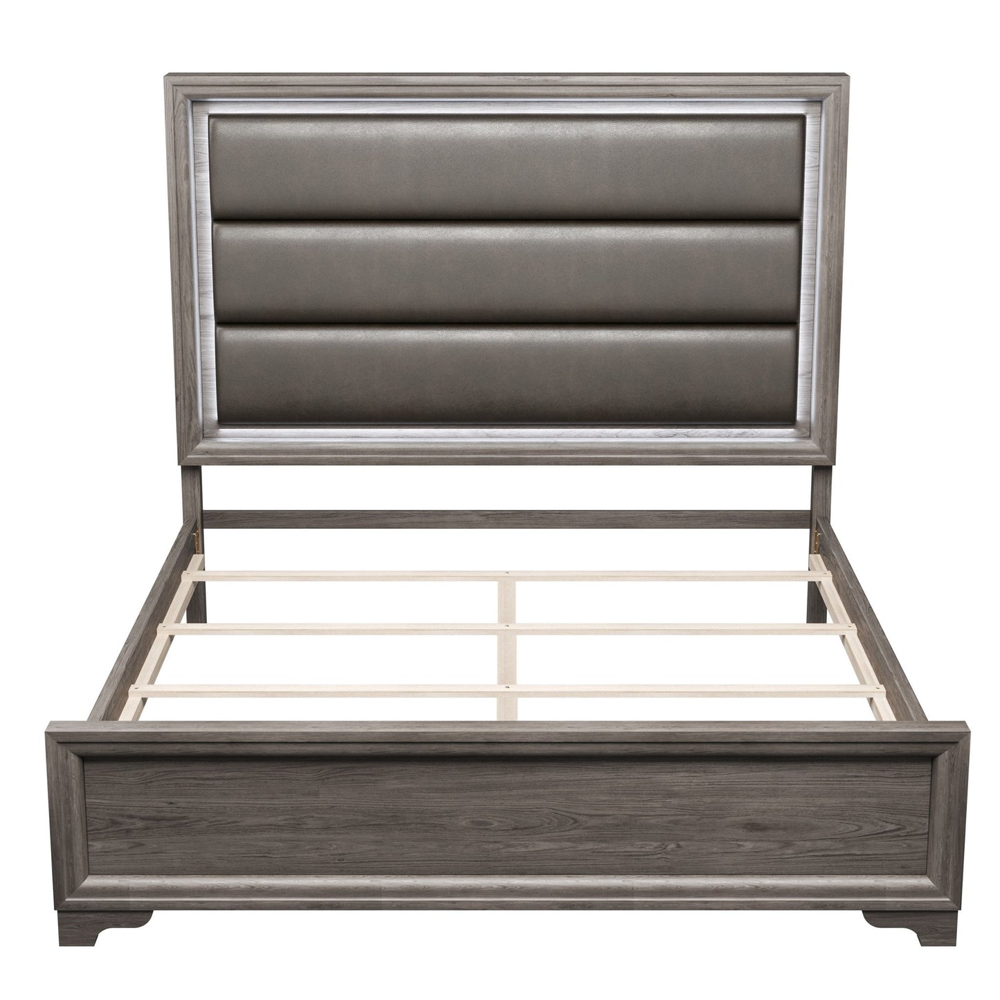 Bed With Horizontal Tufting Headboard