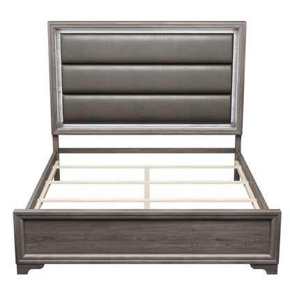 Bed With Horizontal Tufting Headboard
