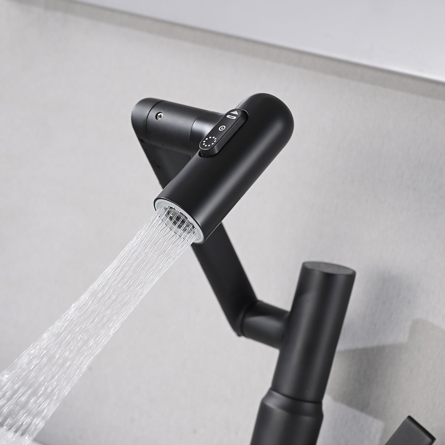 Bathroom Sink Faucet With Spray Function And Temperature Display, Anti Skid Switch, 360 Degree Rotary