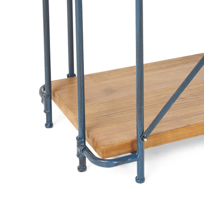 Yorktown - Industrial 5 Shelf Bookcase With Metal Pipework And Solid Fir - Natural