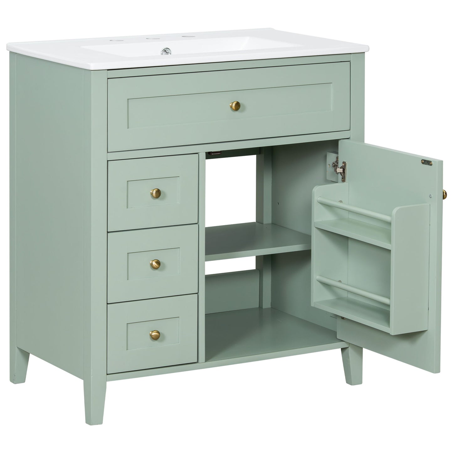 Modern Bathroom Vanity With Sink, 3 Drawers And Adjustable Shelf