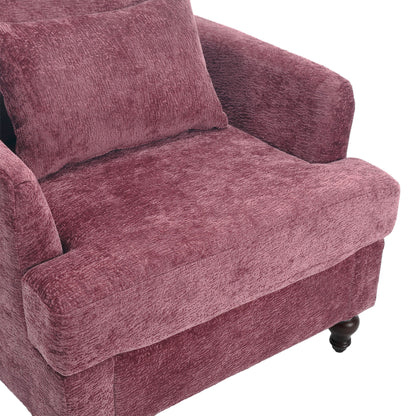 Modern Mid Century Wood Frame Armchair With Tufted Design