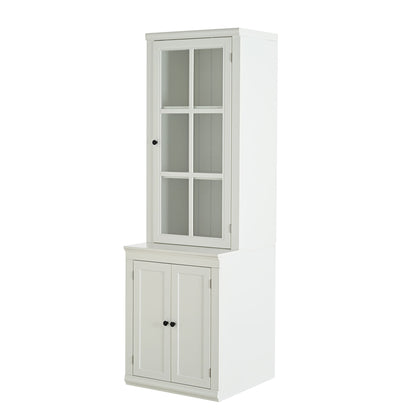 Retro Style Hutch Cabinet With Glass Door, China Cabinet For Home