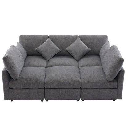 Sectional Sofa Modular U-Shaped With Ottoman & USB Ports