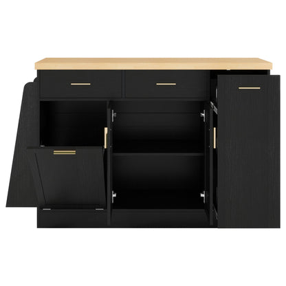 Kitchen Sideboard With Sliding Door Cabinet, 3 Tier Spice Rack