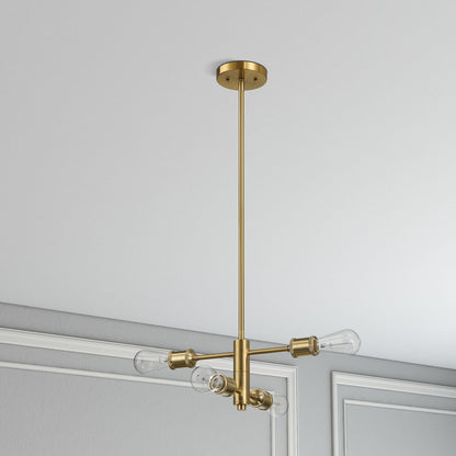 Trellis - 4 Lights Modern Gold Chandelier Vintage Pendant Fixture For Living Room - Clear / Gold