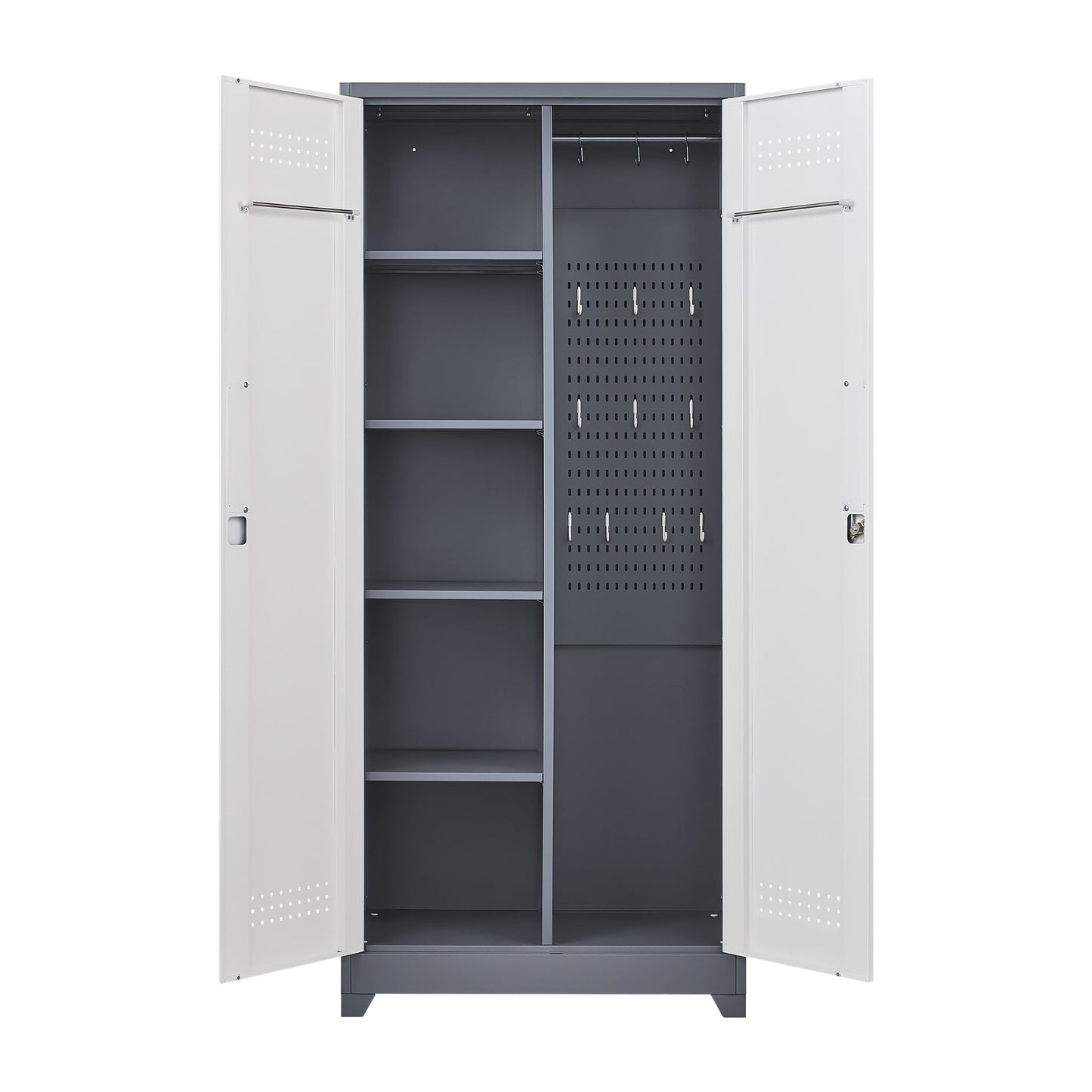 Lockers With Locking Doors, Adjustable Shelves, High Broom Tool Storage Cabinet
