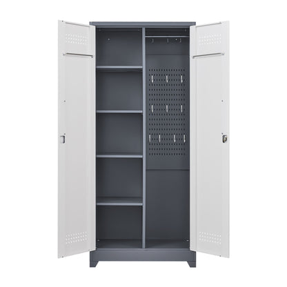 Lockers With Locking Doors, Adjustable Shelves, High Broom Tool Storage Cabinet