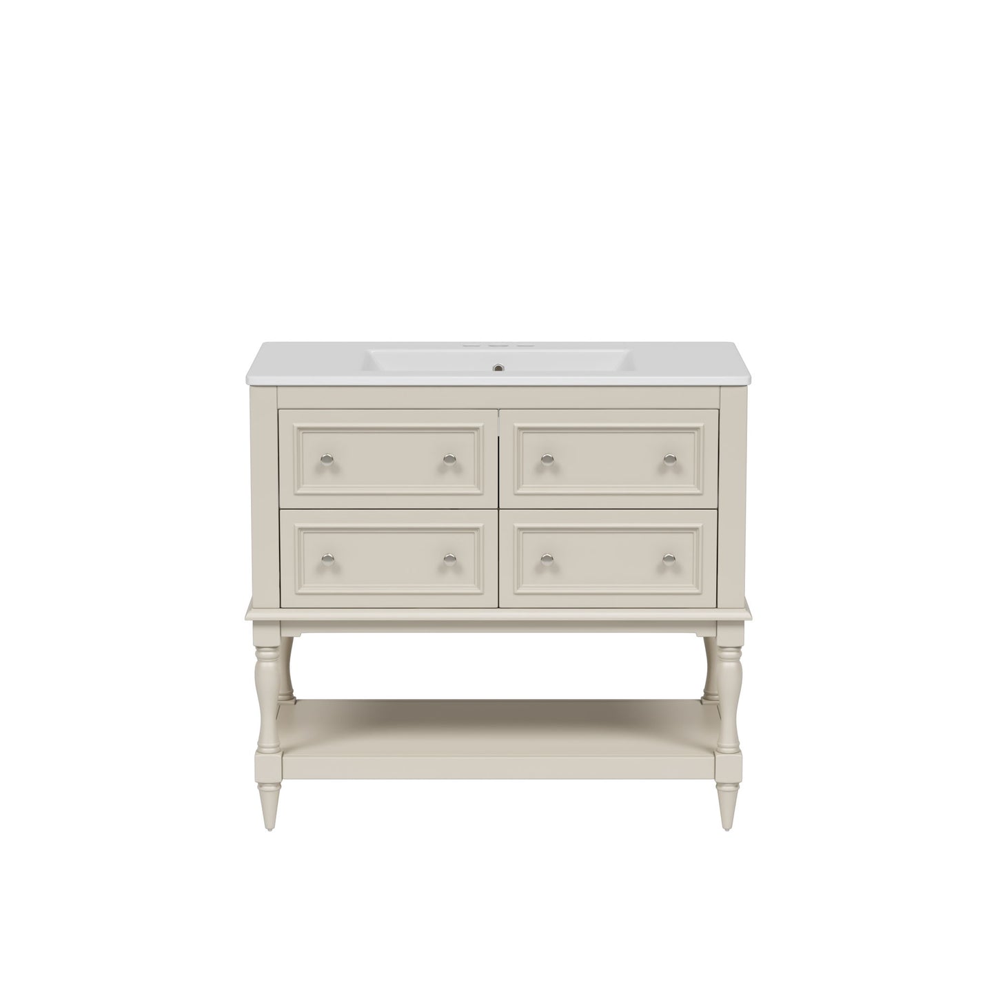 Bathroom Vanity With Medicine Cabinet, Storage Cabinet With 4 Drawers, Adjustable Shelf Mirror