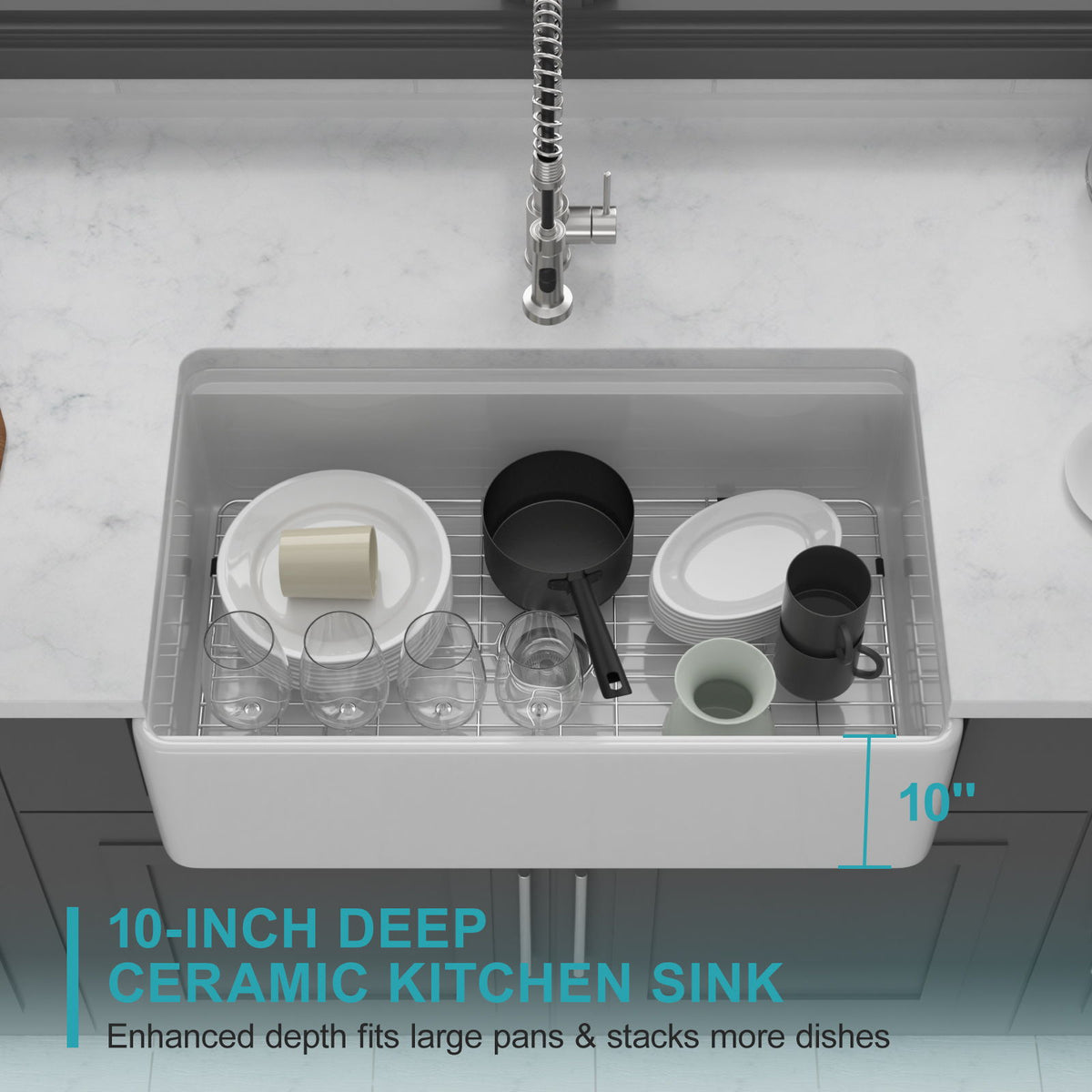 Kitchen Sink Workstation, Single Bowl - White