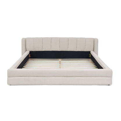 Modern Upholstered Bed Frame With Thick Fabric And Headboard