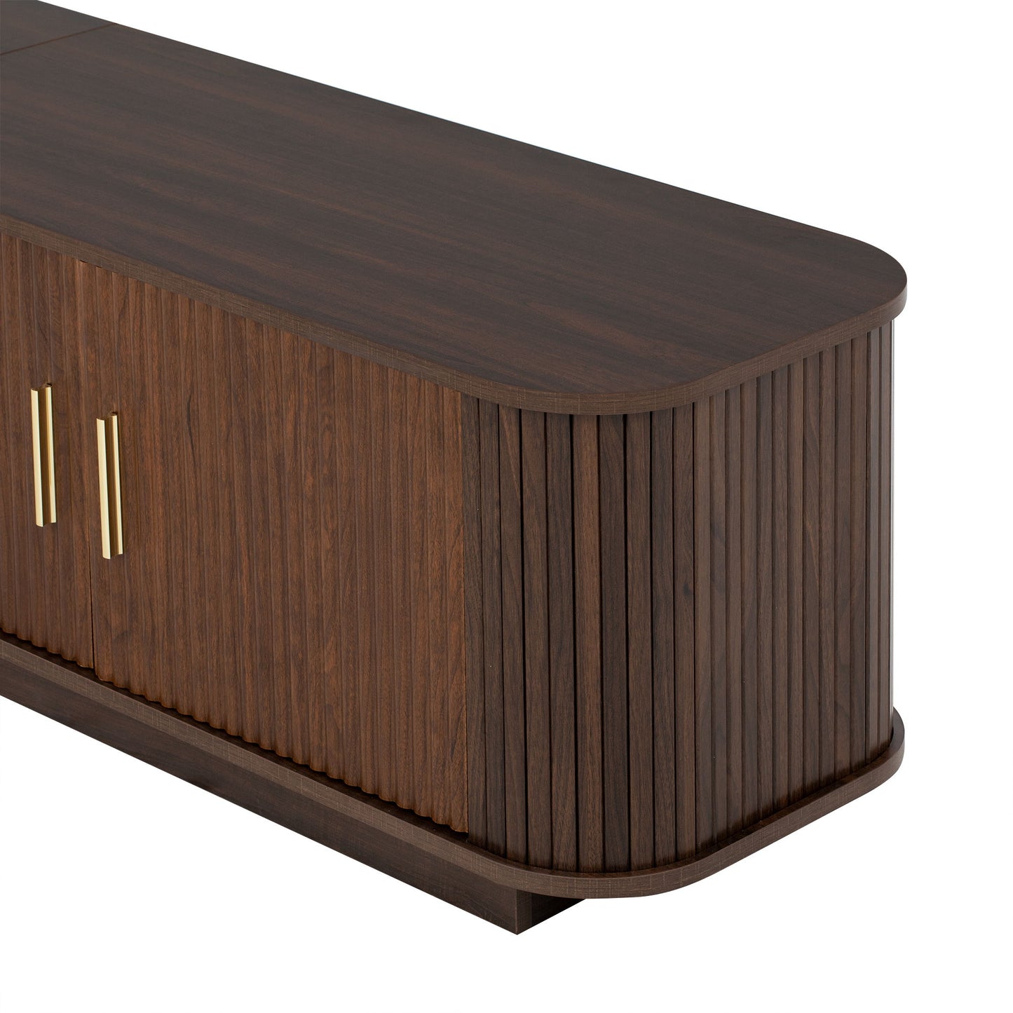 70" TV Stand With Ample Storage, Refined Curved Corners - Dark Brown
