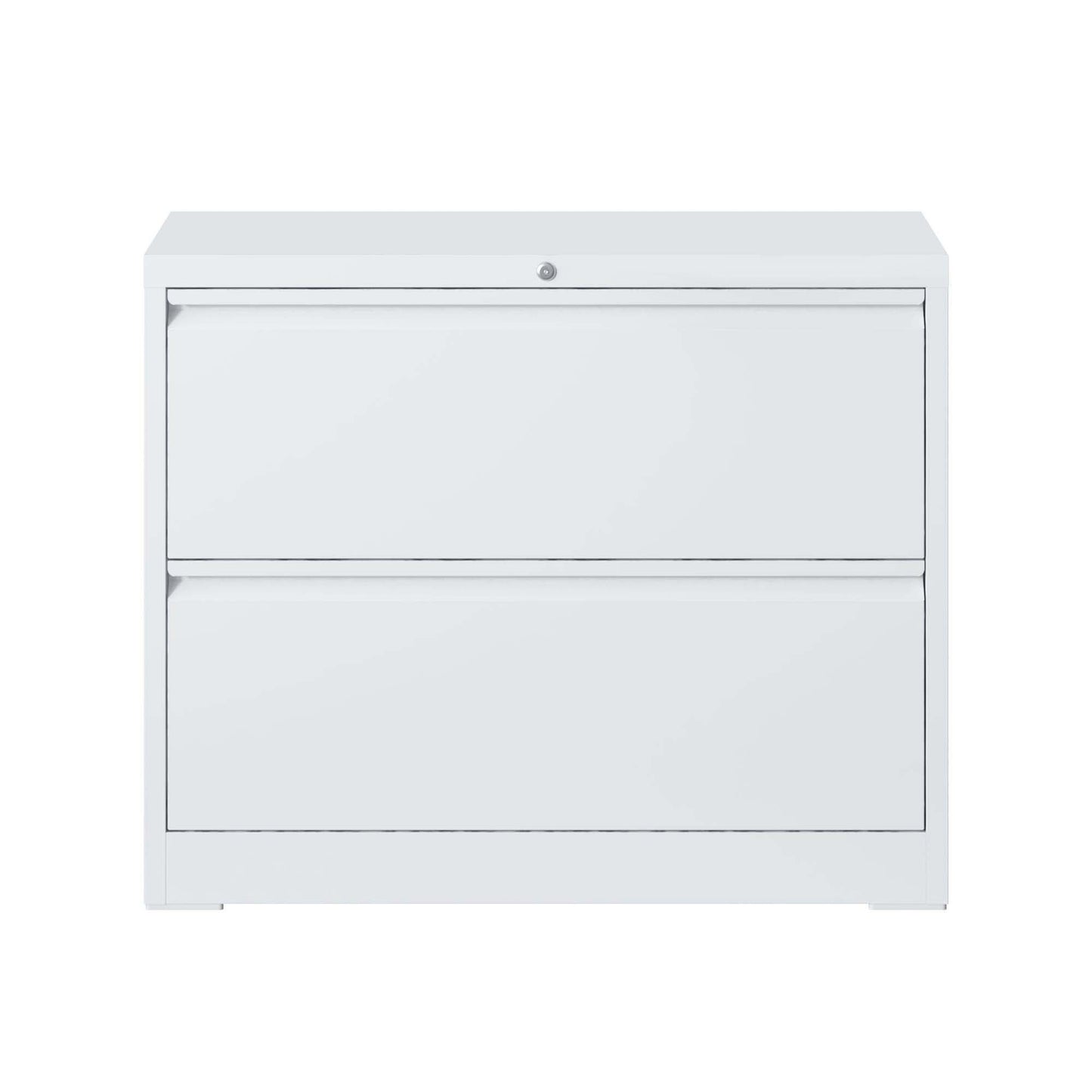 Lateral File Cabinet 2 Drawer, Locking File Cabinet With Anti Tip Interlock, Heavy Duty Storage For Letter / Legal / A4 Files - White