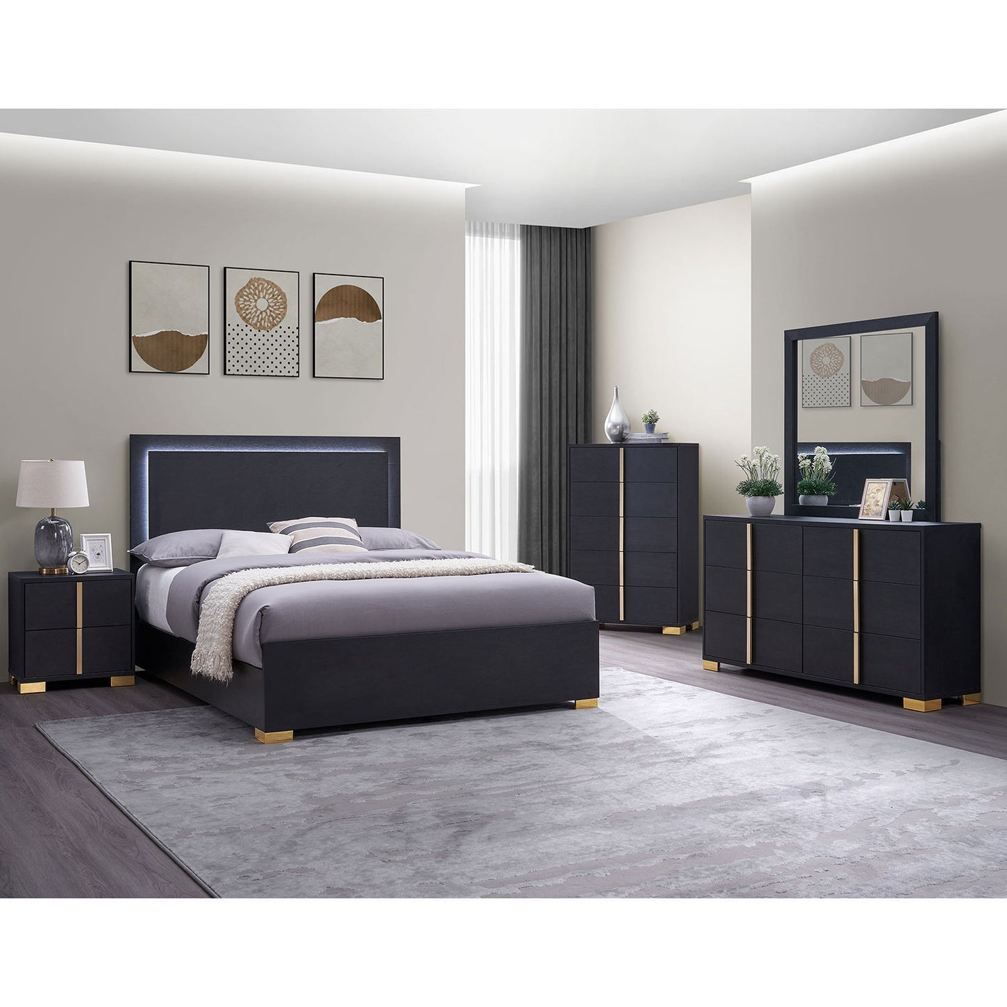 Jeremiah - 6 Drawer Dresser With Mirror - Black
