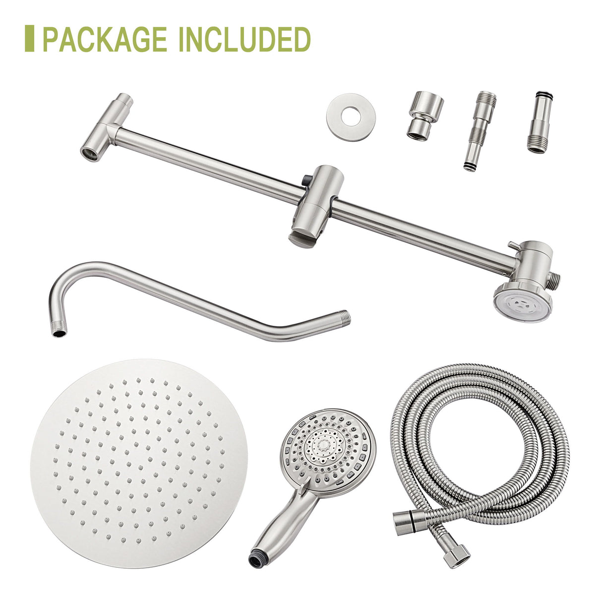 Shower System With 5 Function Rain Hand Shower And Slide Bar Combo