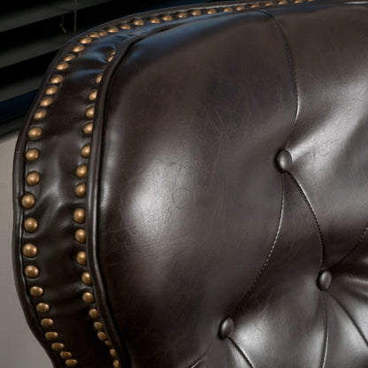 Contemporary Style Push Back Recliner With Button Tufted Stitching And Nailhead Trim