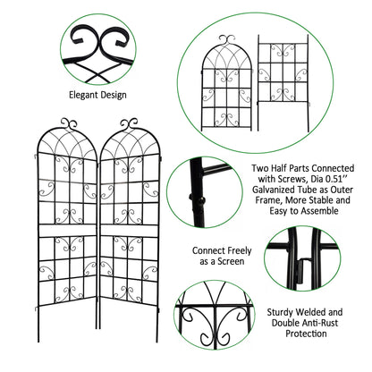 Metal Garden Rustproof Trellis For Climbing Plants Outdoor Flower Support