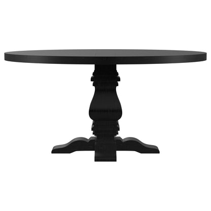 Allende - Round Dining Pedestal Table With Carved Base - Black