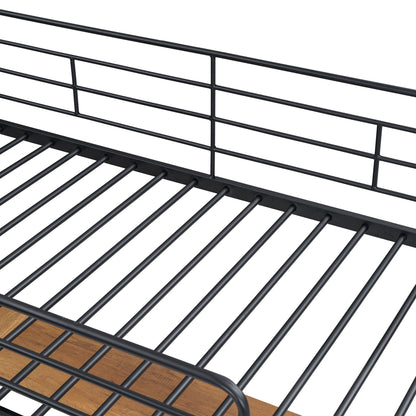 Loft Bed & 3 Layers Of Shelves And L-Shaped Desk