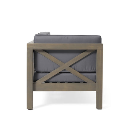 Aura - 2 Piece Outdoor Set With X Back Left Bench And Corner - Dark Gray
